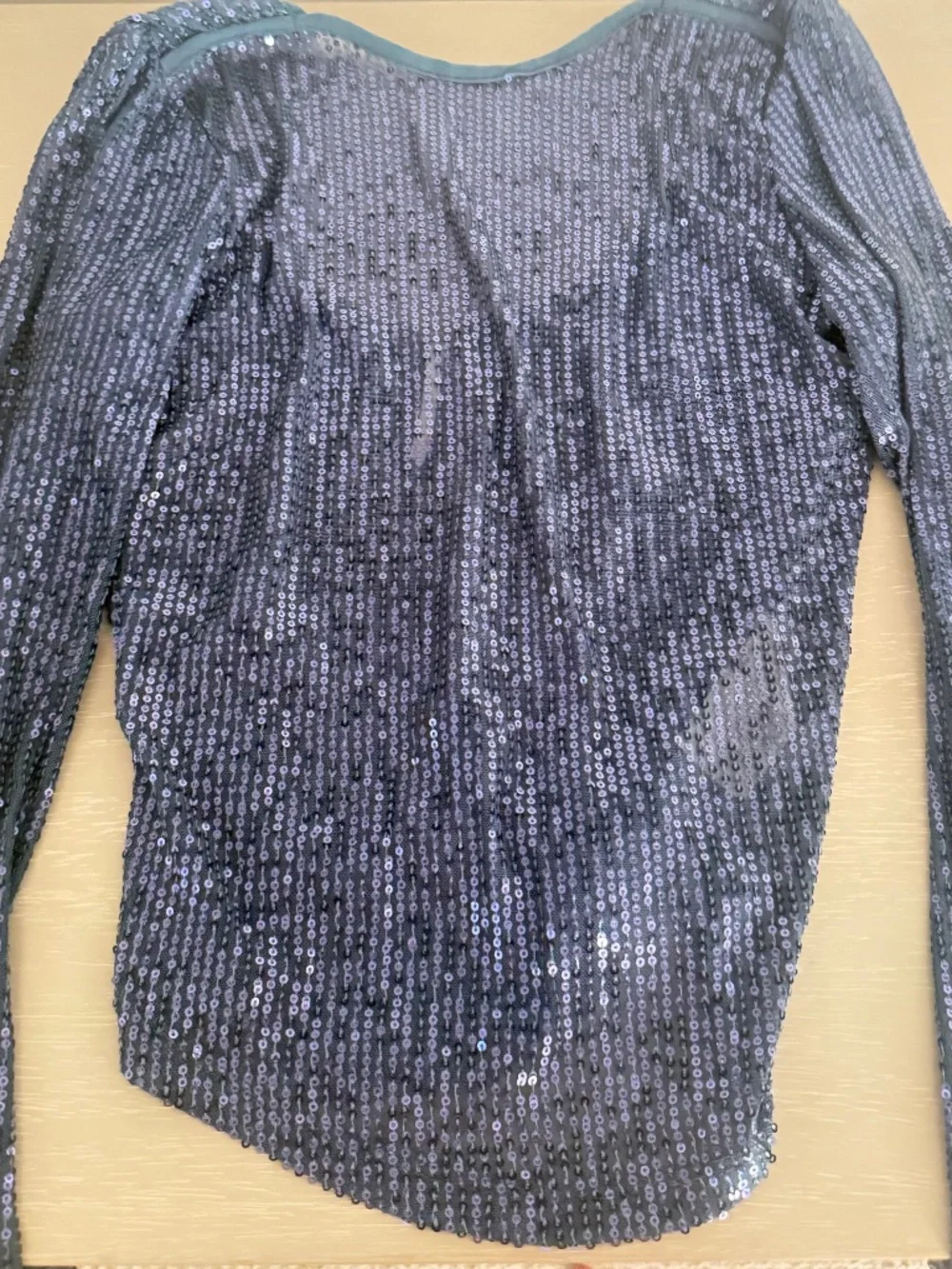 Free People Leading the Way Sequin Long Sleeve Top Navy Indigo